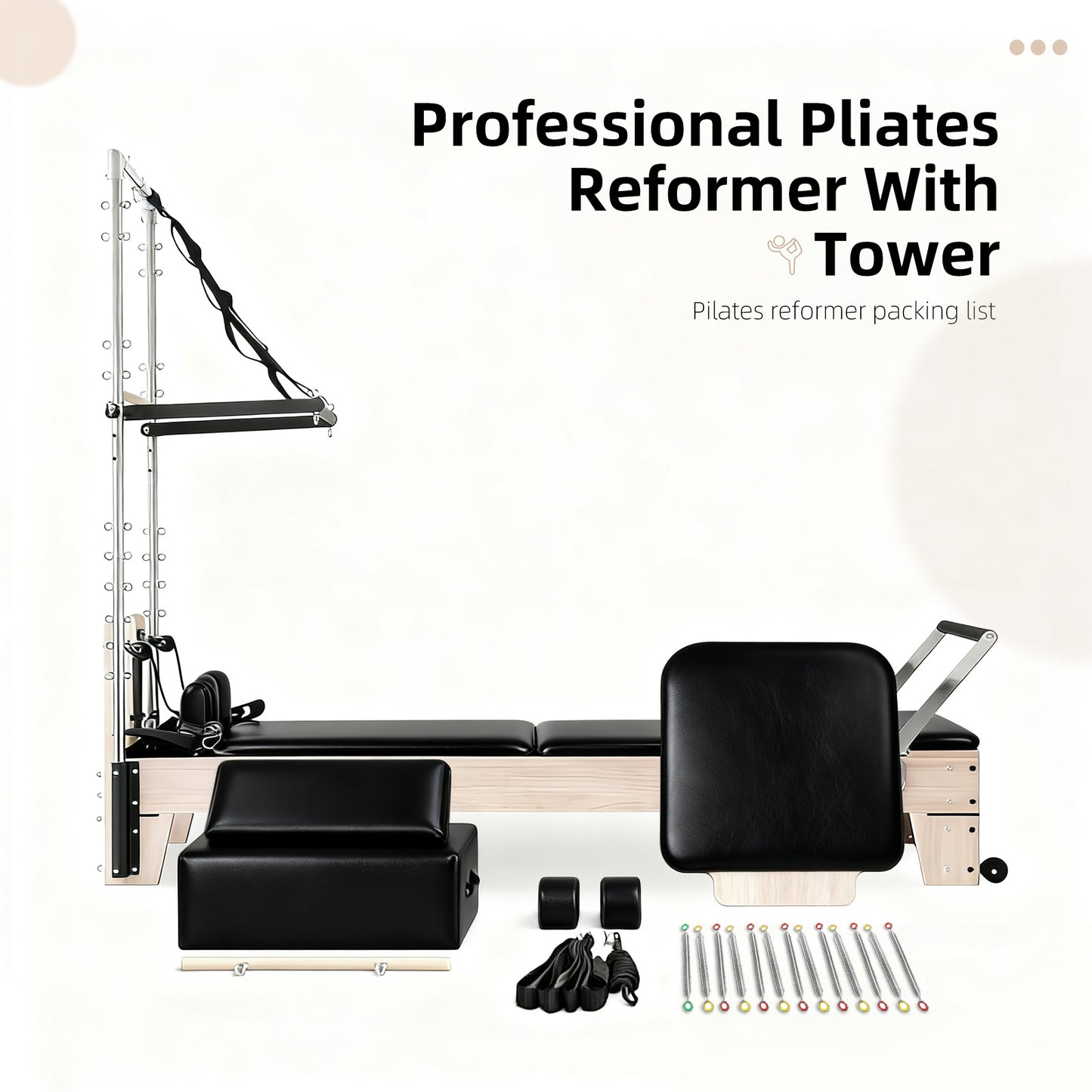 Pilates Reformer with Tower - Black
