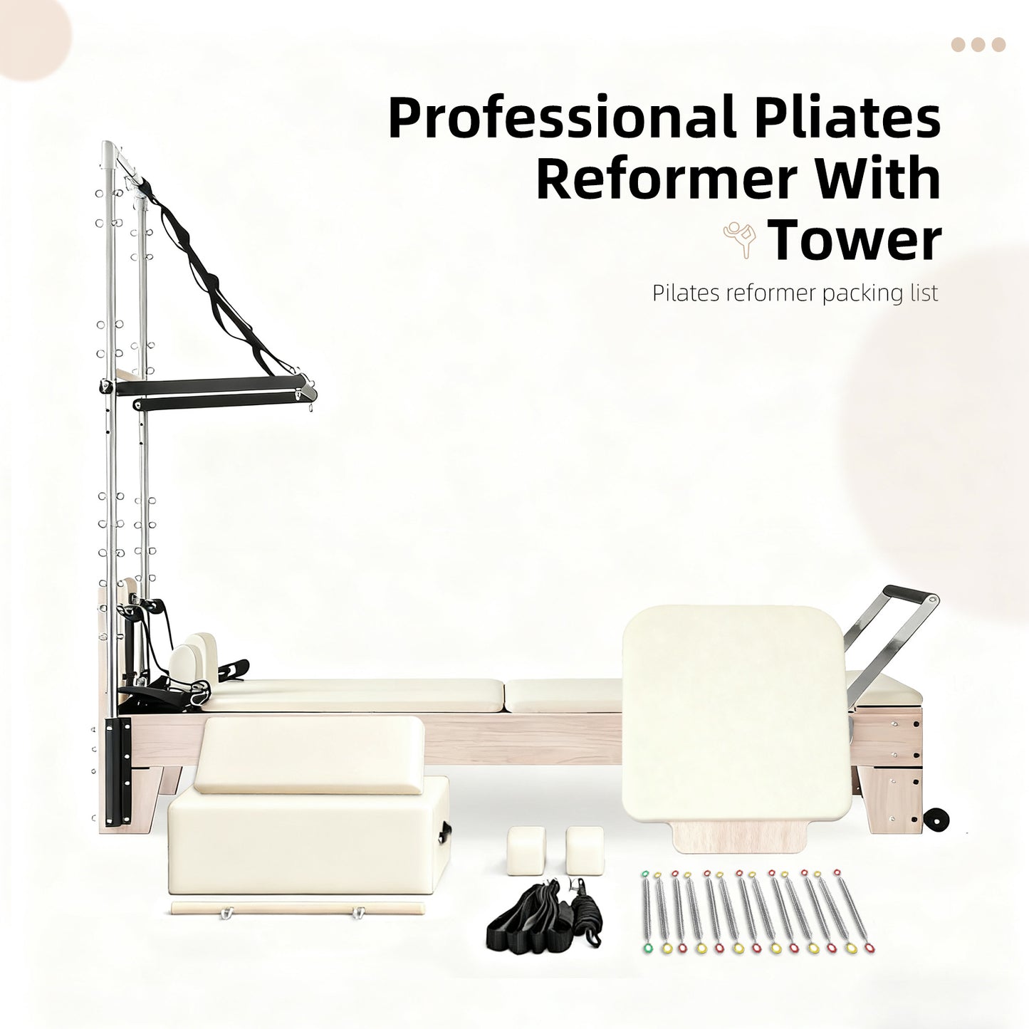 Pilates Reformer with Tower - White