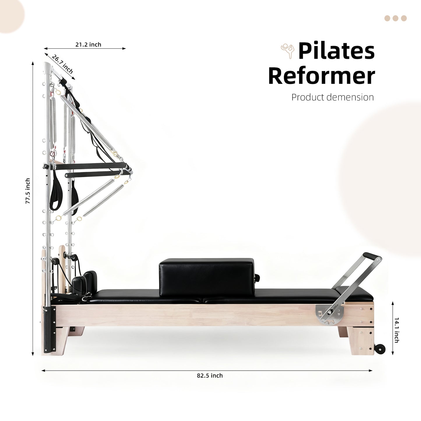 Pilates Reformer with Tower - Black