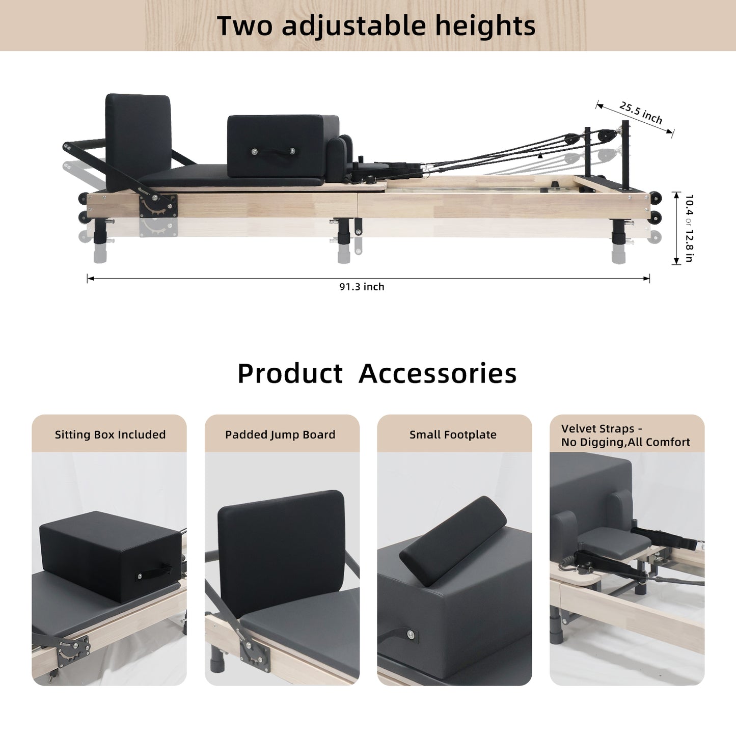 Pilates Reformer with Adjustable Height