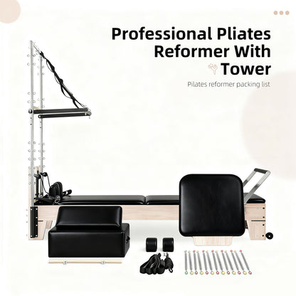 Pilates Reformer with Tower - Black