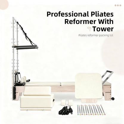 Pilates Reformer with Tower - White