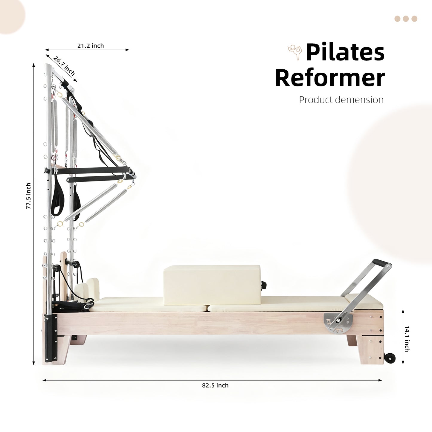 Pilates Reformer with Tower - White