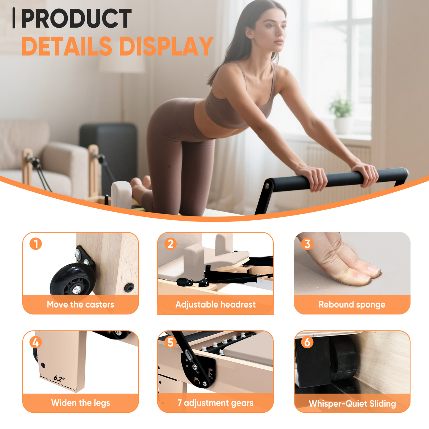 Commercial Pilates Reformer MT07 - Pink