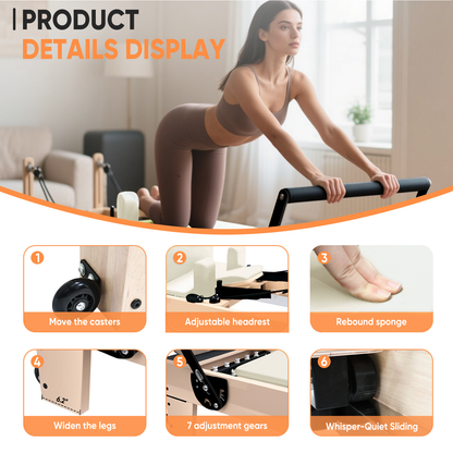 Commercial Pilates Reformer MT07 - White