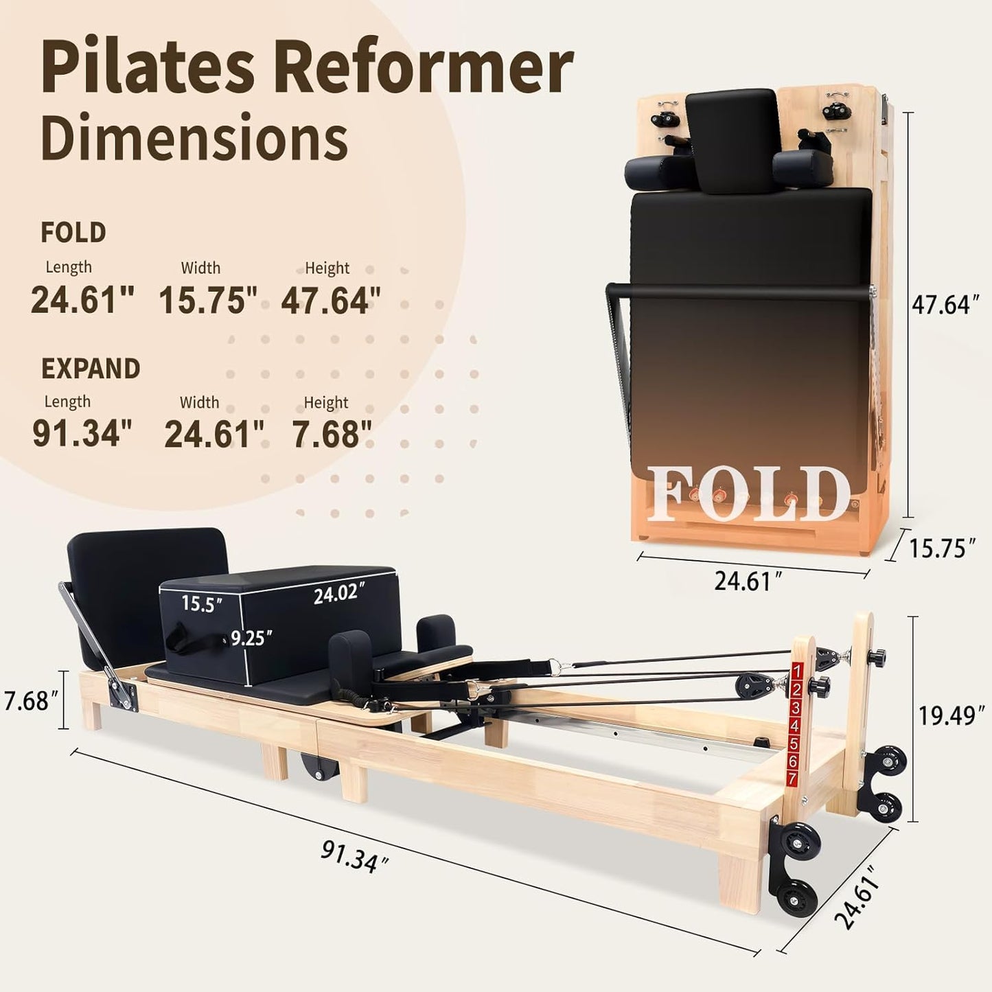 Foldable Pilates Reformer DL30