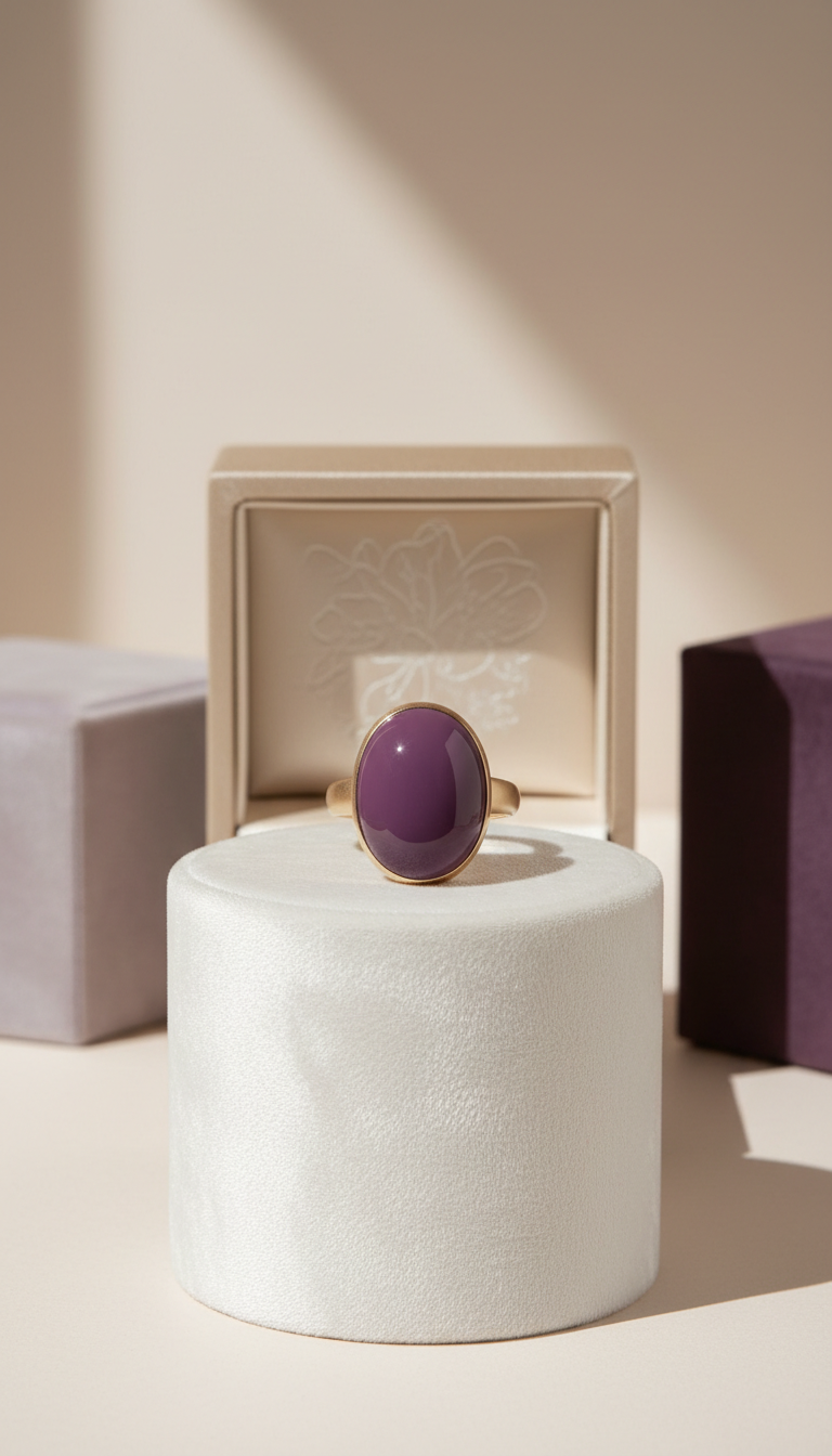 Velvet plum enamel cocktail ring