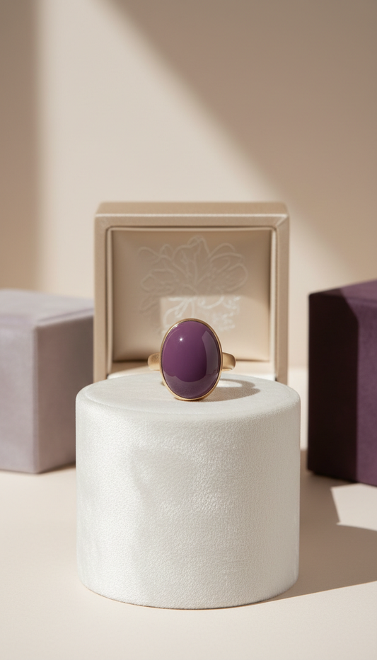 Velvet plum enamel cocktail ring