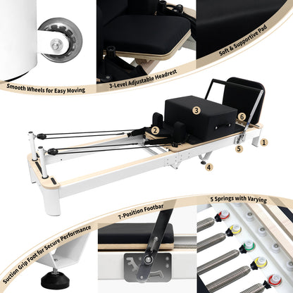 Aluminum Foldable Pilates Reformer DL13 - White