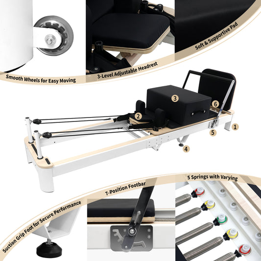 Aluminum Foldable Pilates Reformer DL13 - White