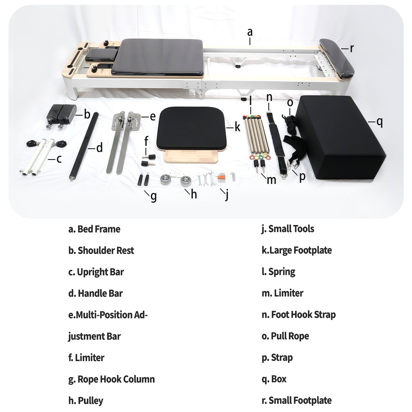 Aluminum Foldable Pilates Reformer DL13 - White