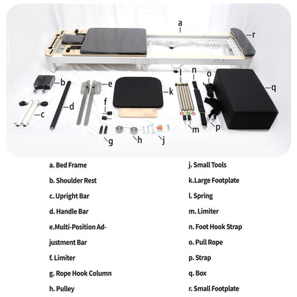 Aluminum Foldable Pilates Reformer DL13 - White