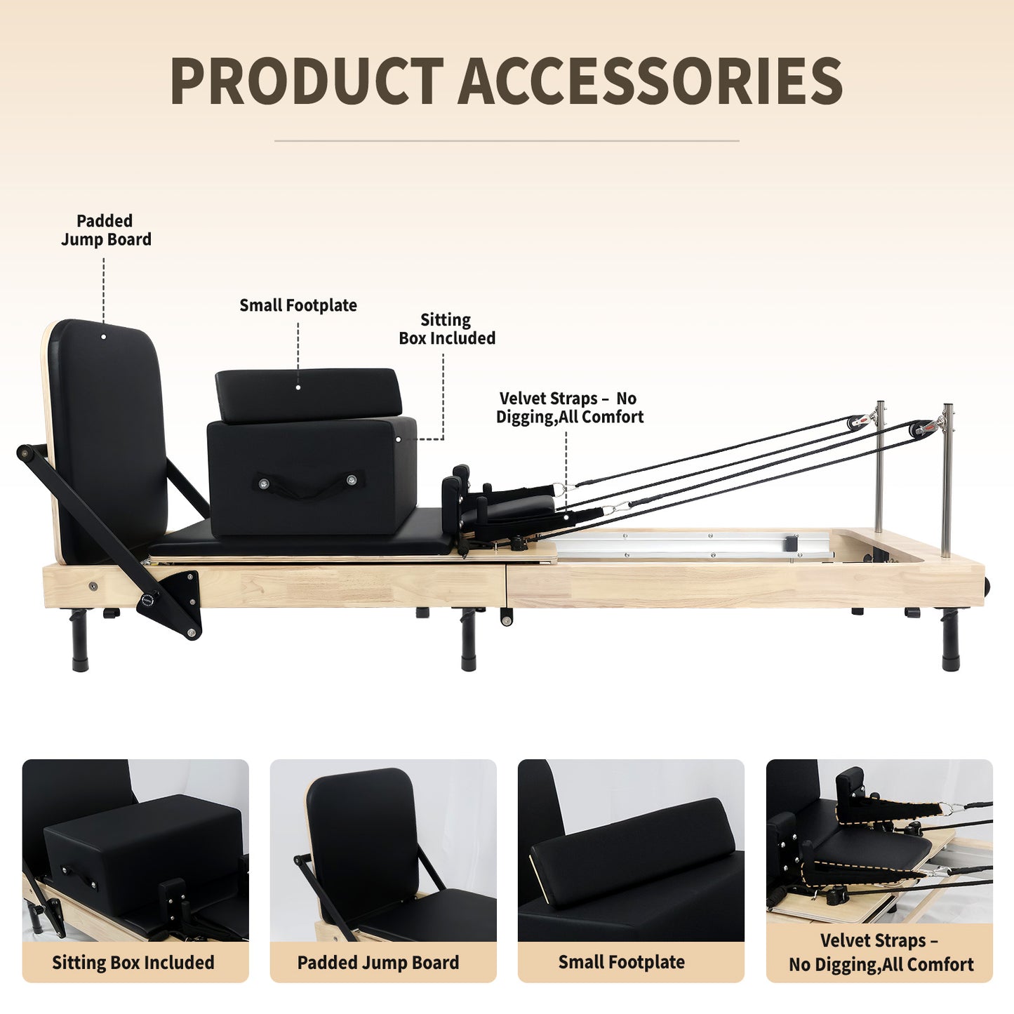 Foldable Pilates Reformer DY10 Black Legs