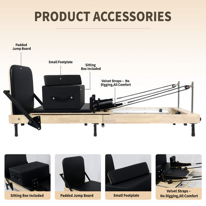 Foldable Pilates Reformer DY10 Black Legs